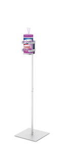 HAND SANITIZER WIPE STAND, 44" UPRIGHT, SQUARE BASE, SILVER